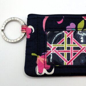 Vera Bradley black floral keychain ID holder